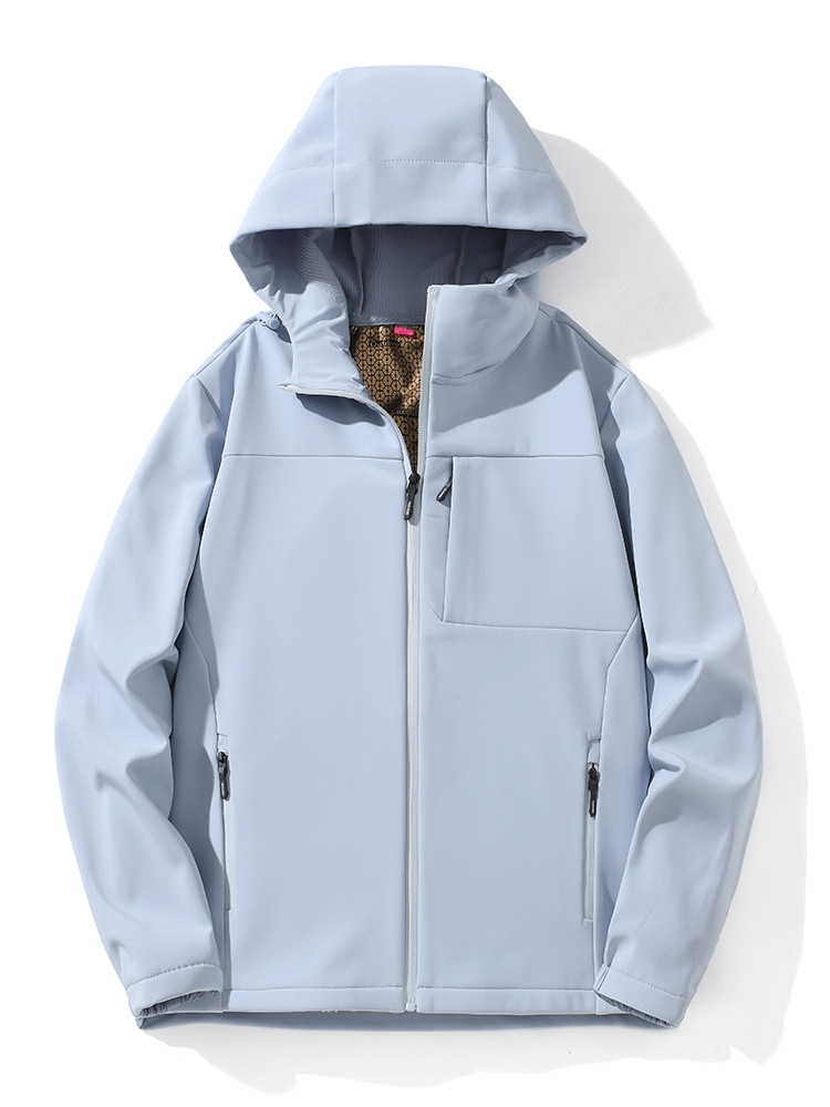 Jacket men's soft shell new spring and autumn thin fleece outdoor windproof jacket is super good-looking, American hiking and hiking clothes women's trend