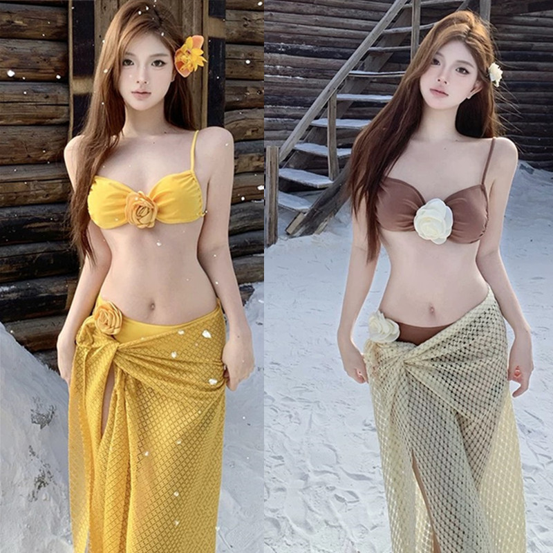 Seaside Vacation Bikini Spice Girl Bikini Flower Sexy Vacation High-end Sense Pure Desire Sunscreen Slim Swimwear Women