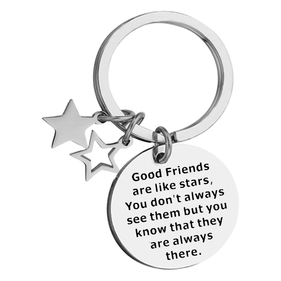 Best friend good friends are like stars friendship gift stainless steel keychain