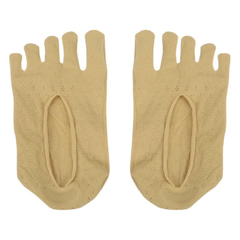 Five-finger Silk Stockings Women's Summer Thin Plum Blossom Mesh Breathable Invisible Shallow-top Boat Stockings Heel Silicone Toe Socks