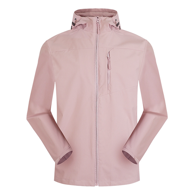 Picture of New Fashionable Outdoor Soft Shell Single-Layer Solid Color Charge Clothes Spring and Autumn Travel Mountaineering Jacket Hooded Jacket in stock Printing