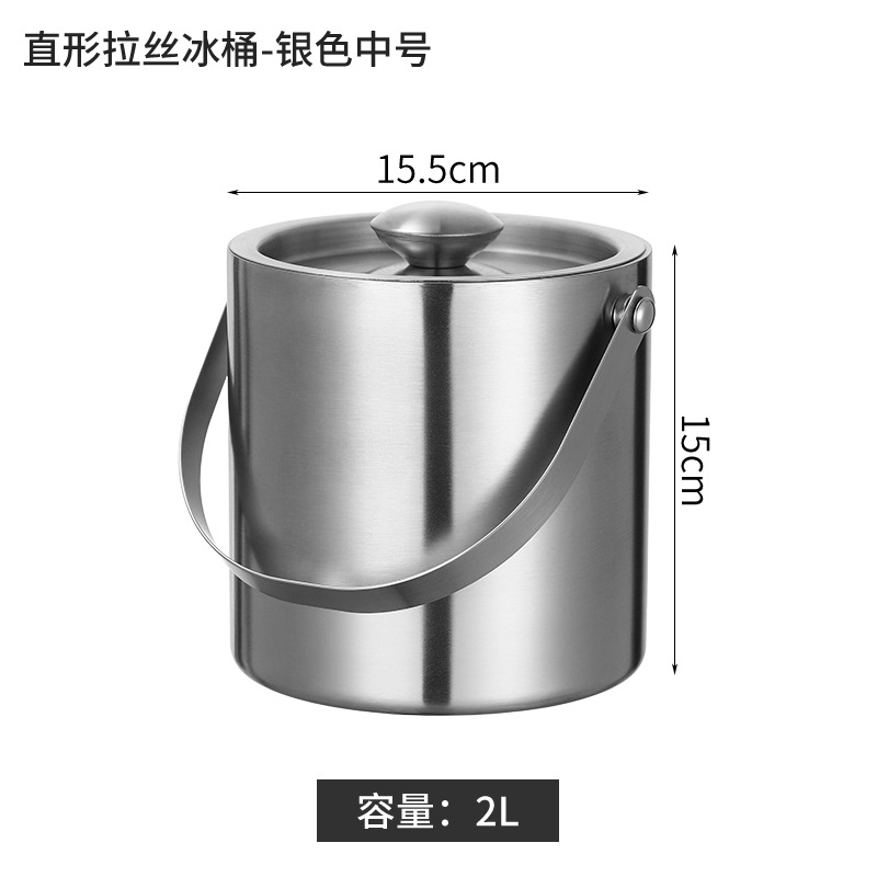 Picture of Amazon Stainless Steel Double-Layer Ice Bucket Bar Champagne Red Wine Beer Commercial Ice Bucket Stainless Steel Bucket