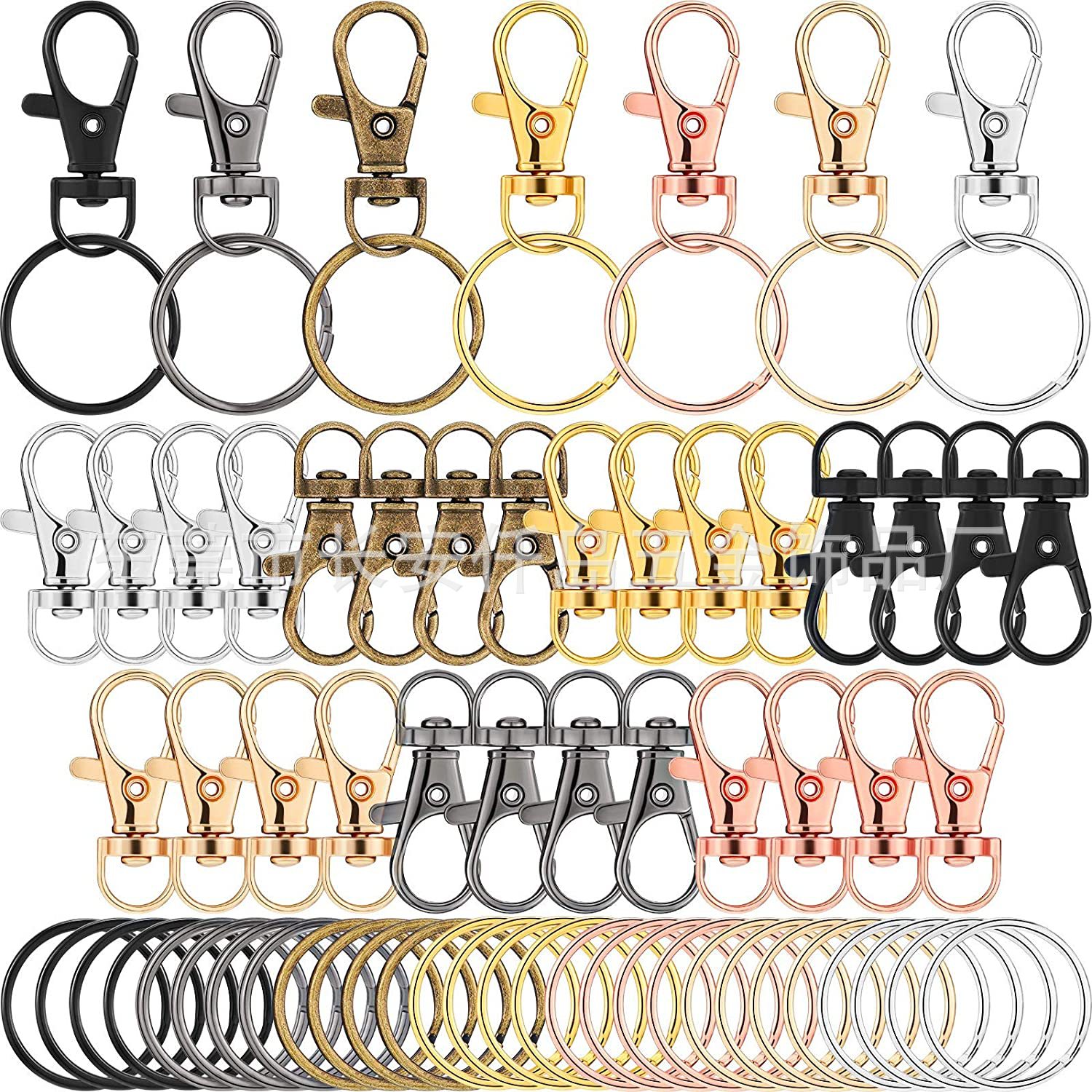 Factory wholesale Amazon hot selling creative 7-color rotating dog buckle key ring lobster buckle aperture and other hardware accessories