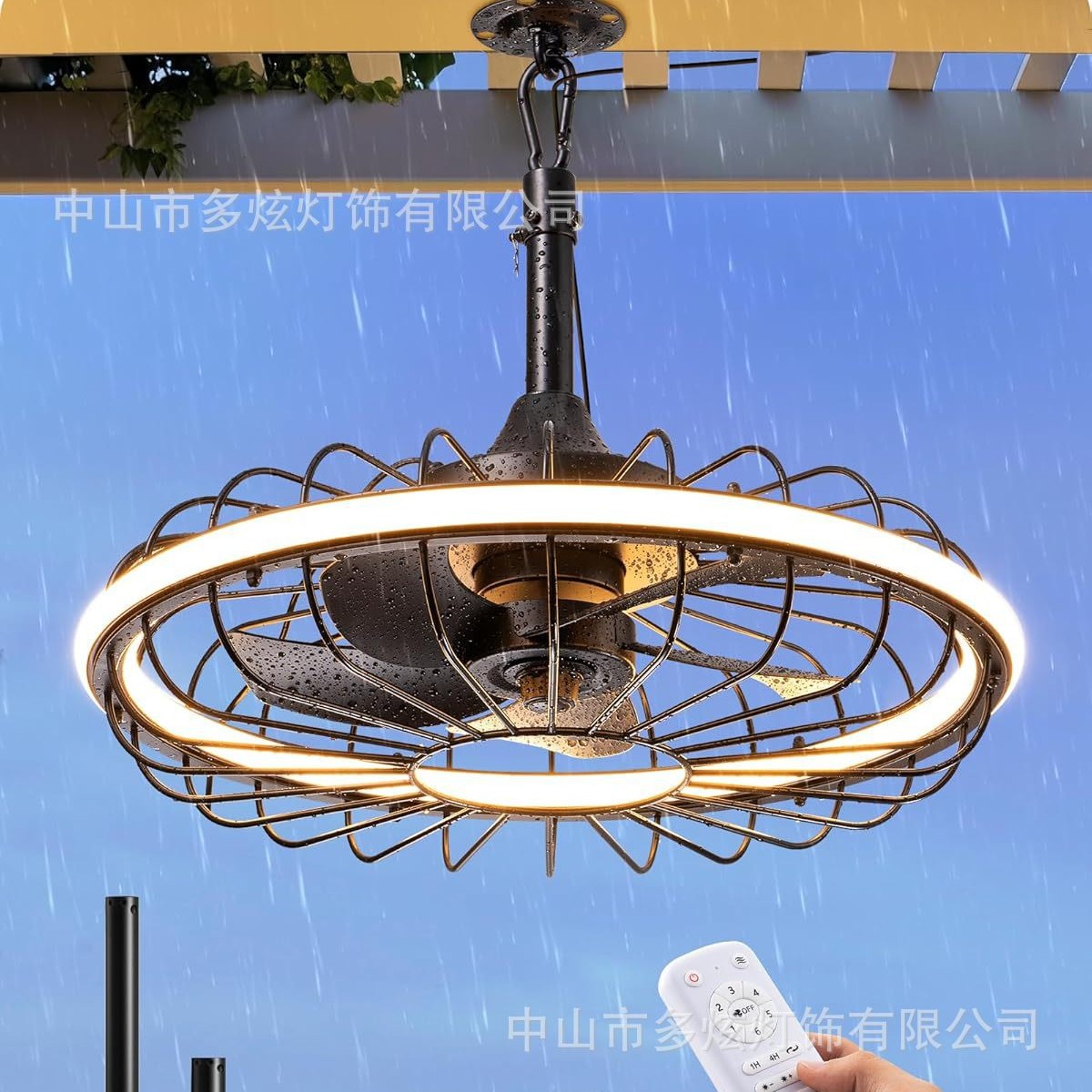 Cross-border Amazon 110v outdoor fan chandelier Nordic electric fan light restaurant living room balcony silent cross-border hot sale