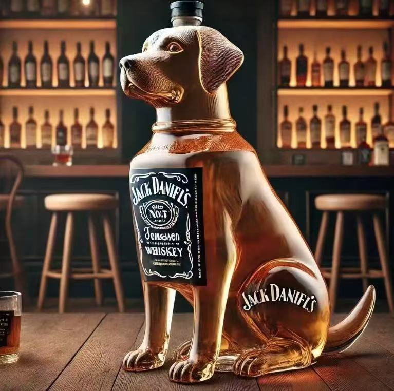 Cross-border Safety Packaging Creative New Product Dog Wine Glass Bottle Wine Bottle Empty Bottle High-end Sealed Household Wine Bottle Ornaments
