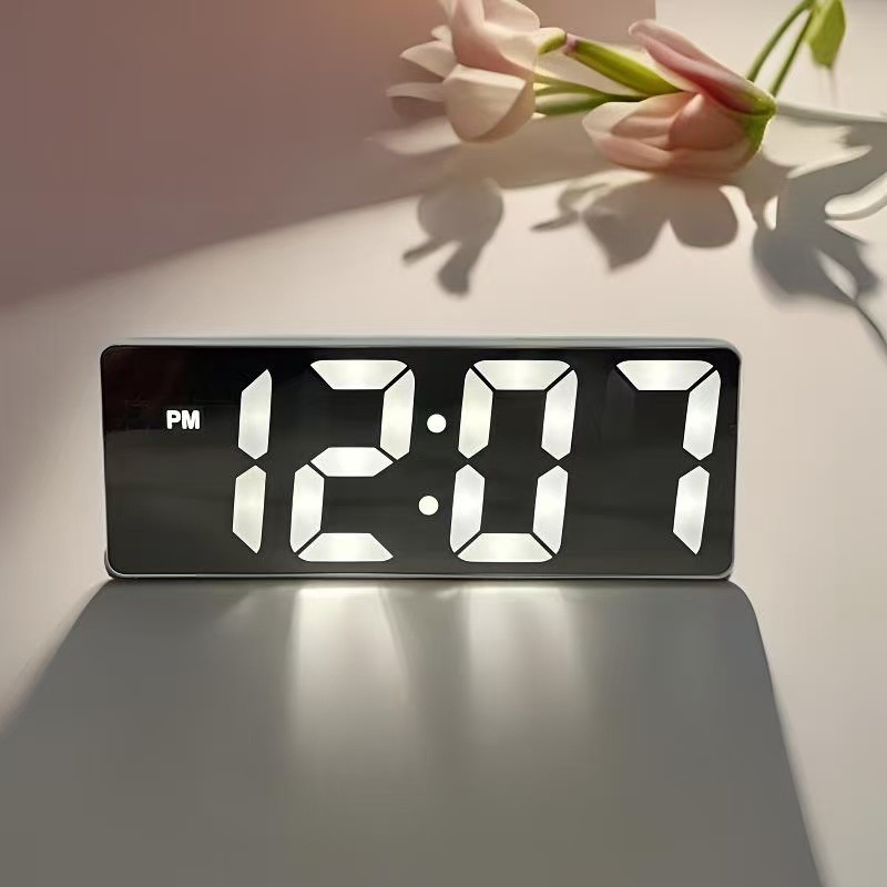 Picture of Mirror Clock Ins Desktop Clock Timetable Desktop Ornaments Led Digital Display Student Digital Alarm Clock