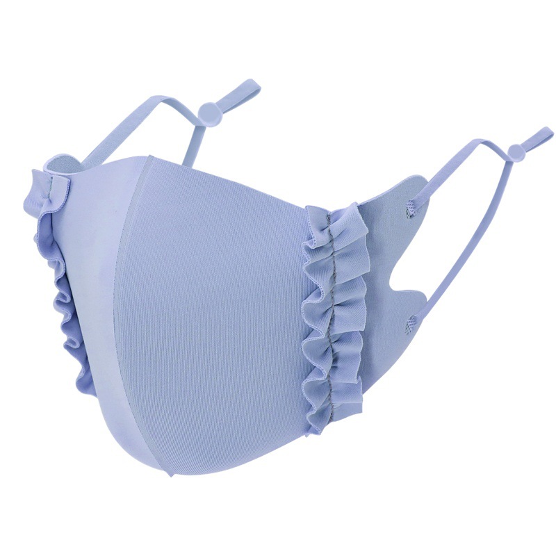 Picture of Ice Silk Wood ear edge three-dimensional adjustable cloth mask candy color thin cool sunscreen breathable mask 
