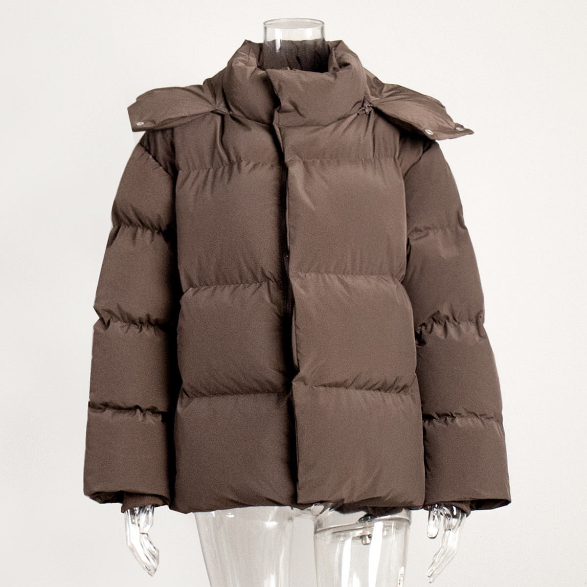 Picture of Cross-Border Cotton Outwear for Women 2025 Winter European and American New Cotton Jacket Loose Cotton Outwear Pure Color Hooded Cotton Outwear