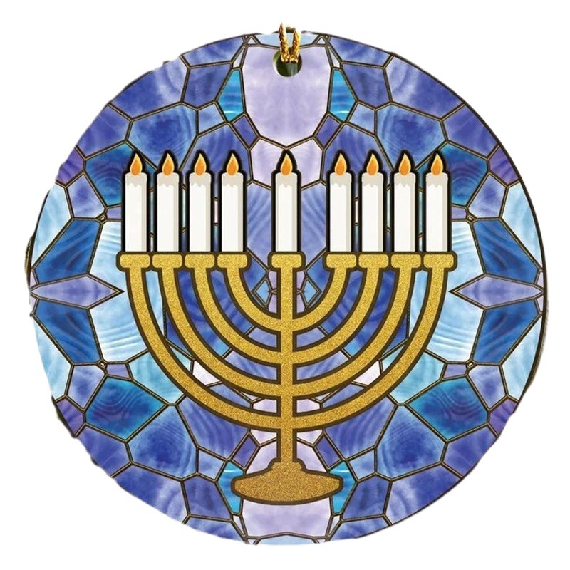 Hanukkah pendant decoration hexagonal acrylic flat car pendant home party decoration in stock