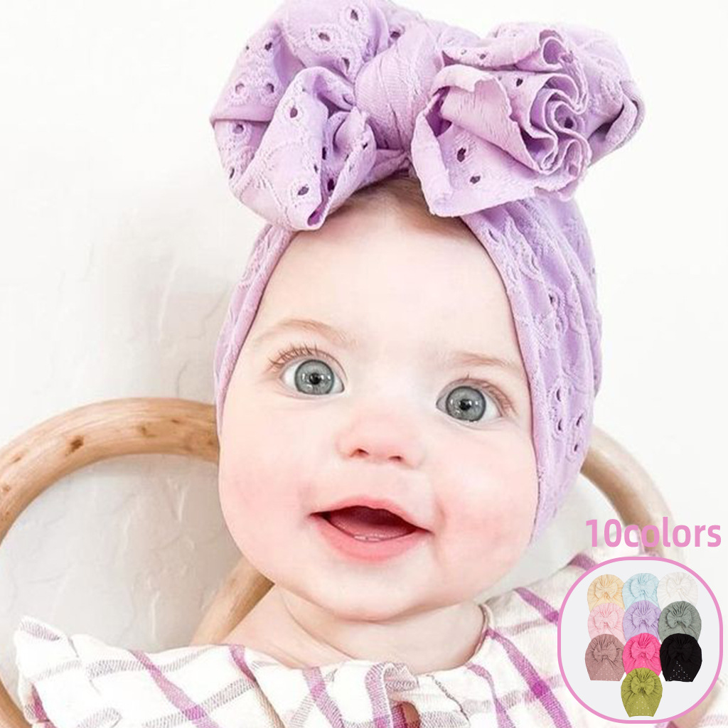 Ins European and American New Baby Stripesd Bow Pullover Hat Kidsren's Thin Mesh Indian Hat Baby Hat