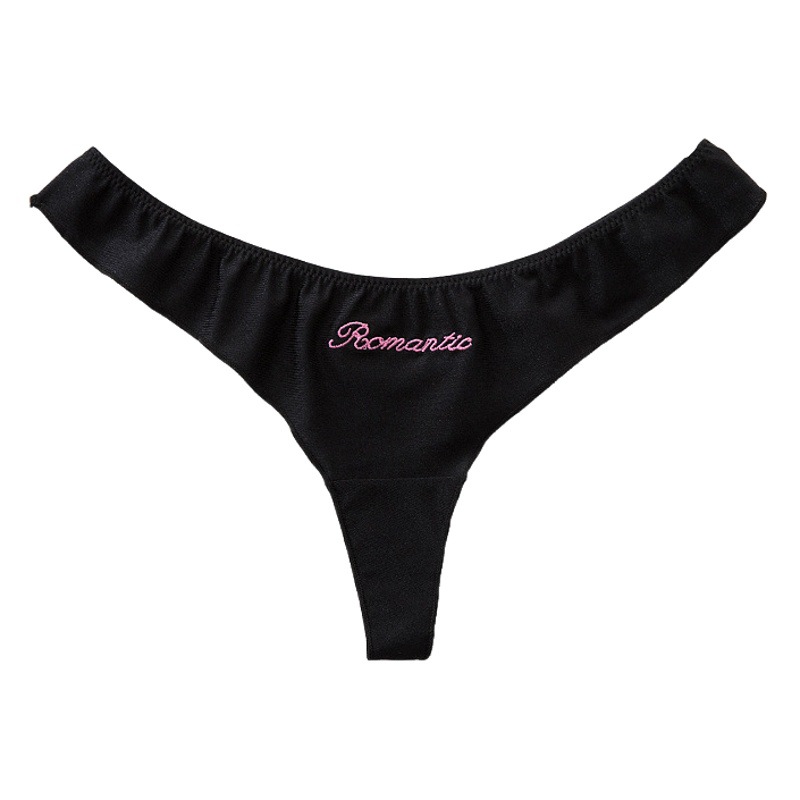 European and American English Alphabet Ice Silk Sexy Girl's G-string Silky Traceless Sexy Low Waist Underwear Women's Pure Desire T-library