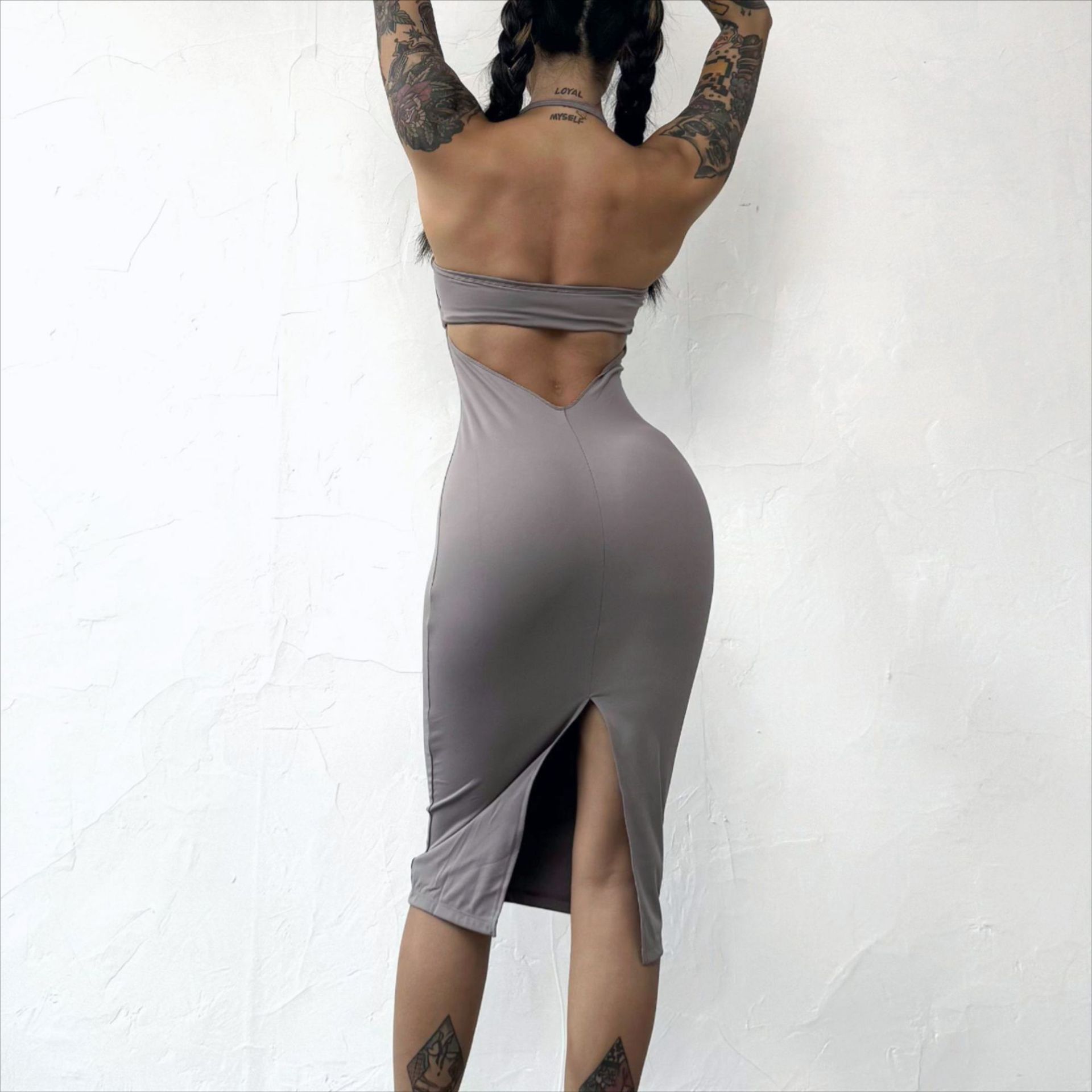 Picture of Cross-border European and American Fitness Sports Leisure dress Women's Hanging Neck Beautiful Back Sexy Bag Hip Skirt Cloud Sense Breathable High Elastic