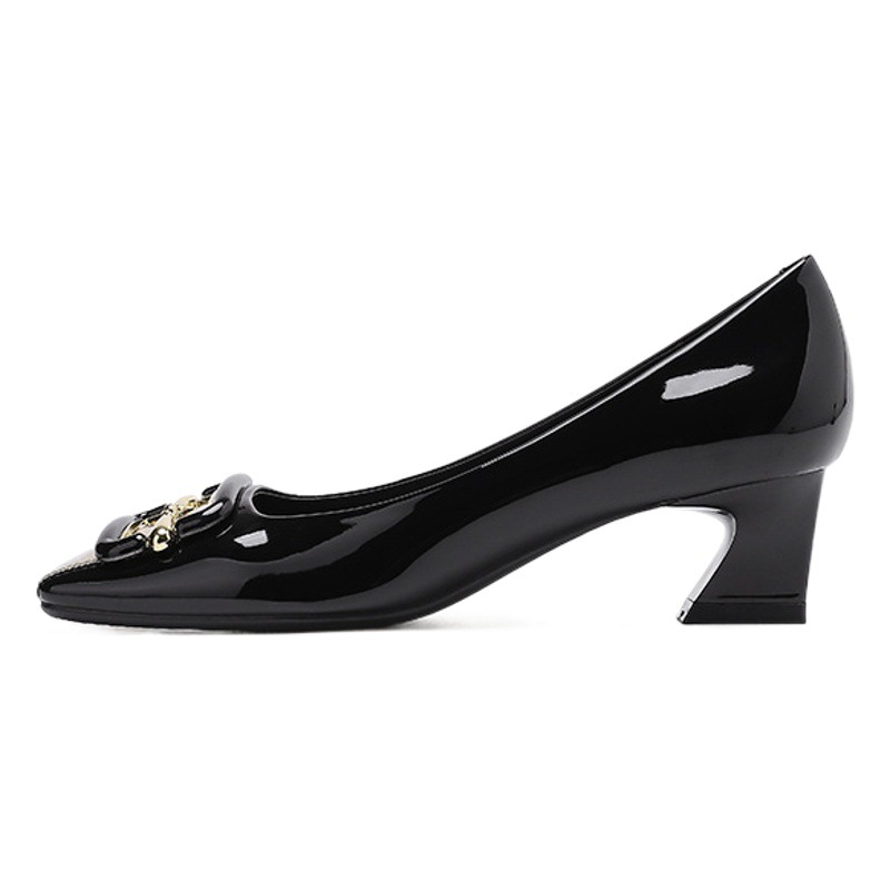 488-2 French Shallow Square Toe Single Shoes Women's 2025 Autumn New Commuter Elegant Thick Heel Square Buckle High Heels