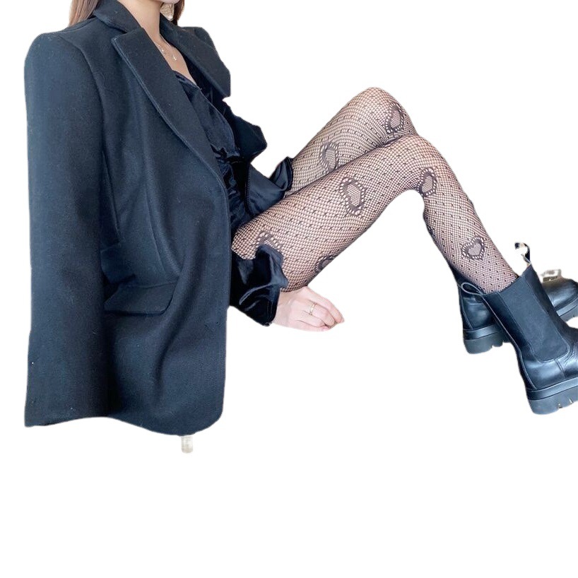 Skull Dark Black Pantyhose Sexy Hot European and American Grid Silk Stockings Women's Fishnet Stockings Skull Stockings Thin