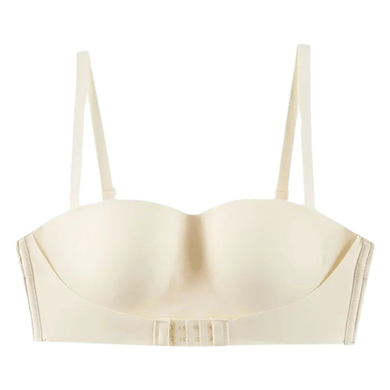 Front-Clasp Strapless Bra for Women with Small Busts, Push-Up Bralette, Anti-Slip Seamless Invisible Bandeau Summer Bra Set