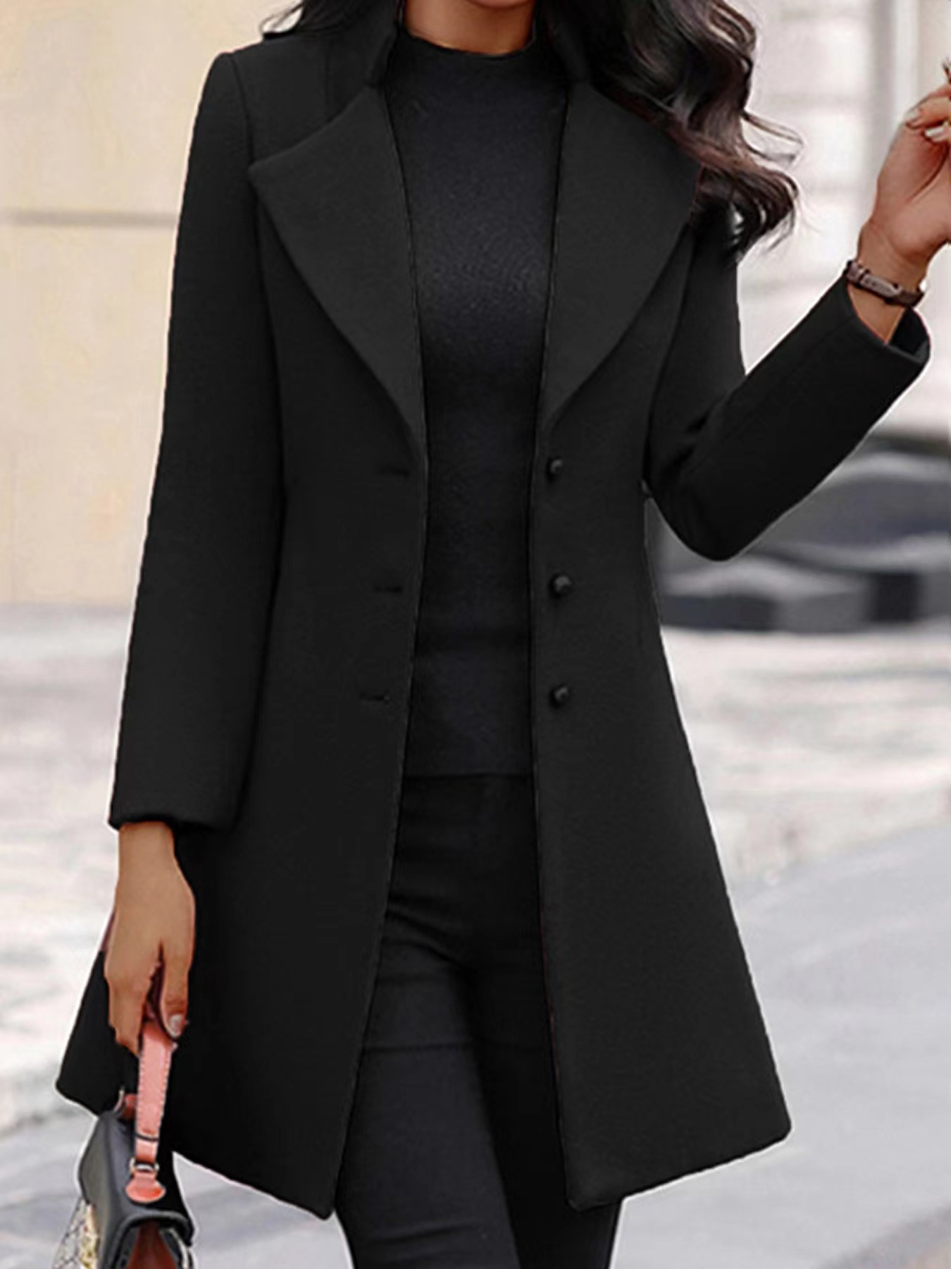 Picture of Cross-border Winter New Women's Coat Korean Slim-fit Mid-length Amazon European and American Women's Cross-border Woolen Coat