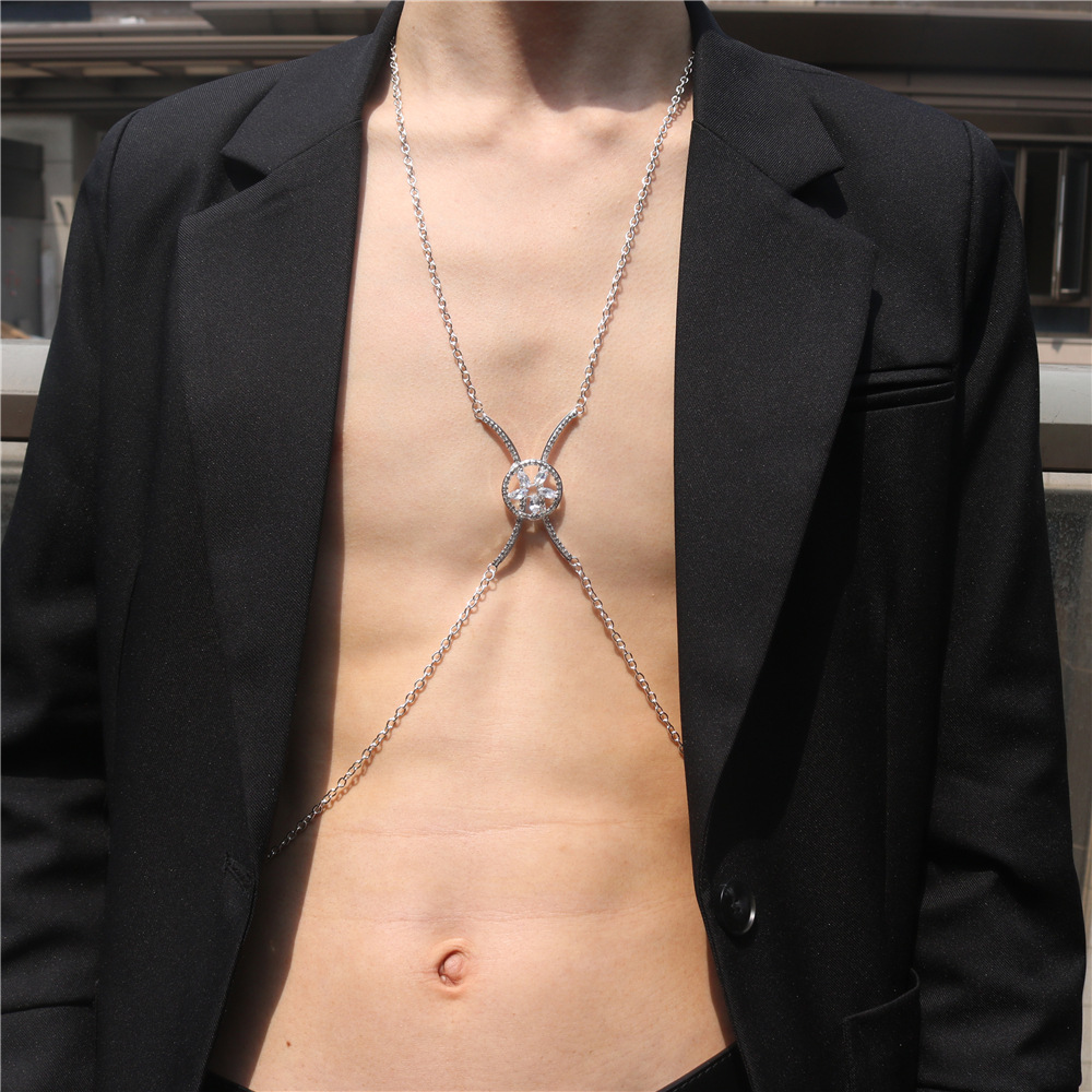 Personalized trendy accessories body chain sexy simple round chest chain European and American bikini chest accessories women's wholesale