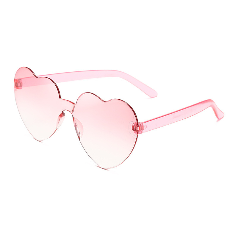 Picture of New love sunglasses jelly color frameless heart-shaped conjoined glasses dazzling color heart sunglasses