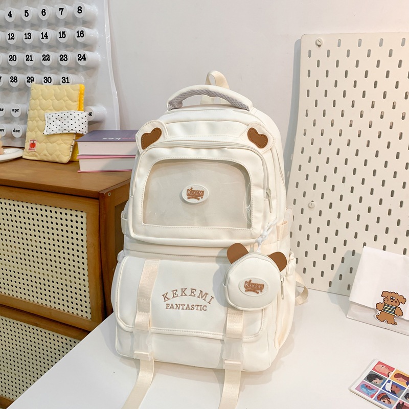 Picture of High Yan Value Ins Style Schoolbag Junior High School Girl's Backpack High School Student's Large Capacity Cute Pain Bag Dopamine Backpack