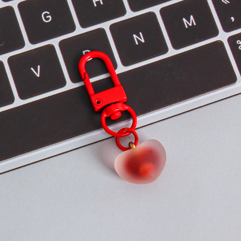 Picture of ins style AB color love beads keychain pendant diamond-shaped cut hanging hole door buckle girl's heart bag bag hanging jewelry