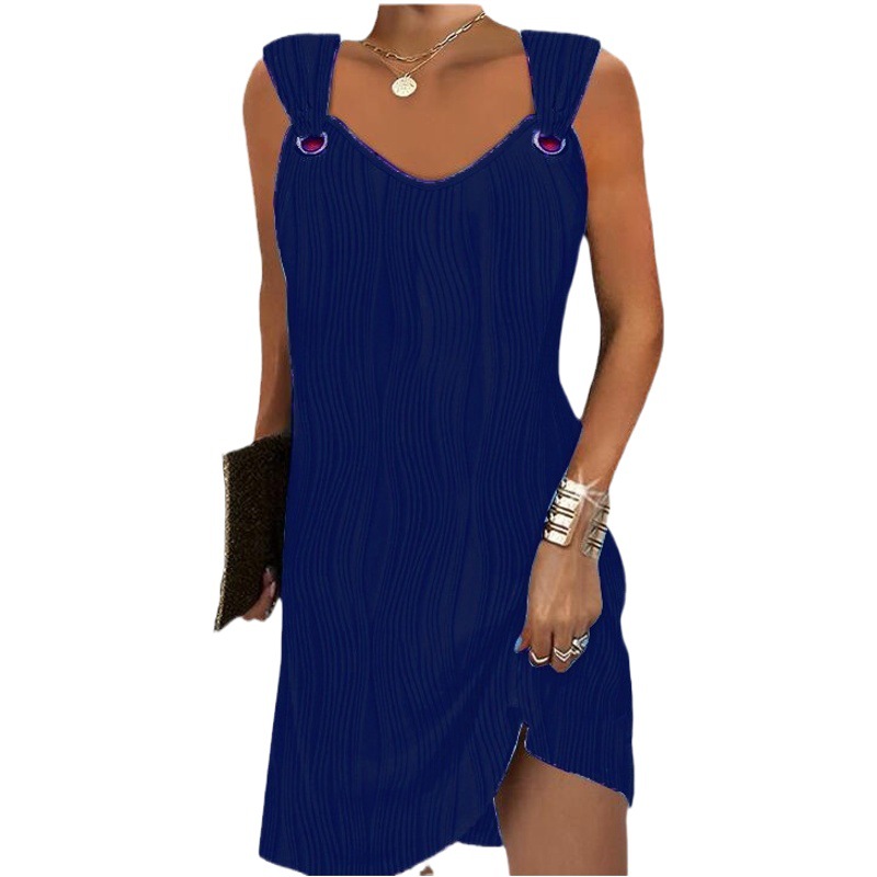 2025 Spring and Autumn European and American Cross-border New AliExpress Sleeveless Vest Elastic Jacquard dress Women's Seven-color Four-size