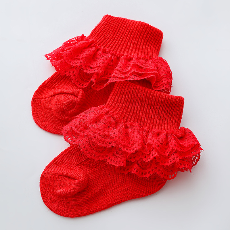 Picture of 2022 Spring and Autumn Children's Lace Socks Girls Lace Princess Socks Baby Cotton Socks Girls Dance Socks Kids