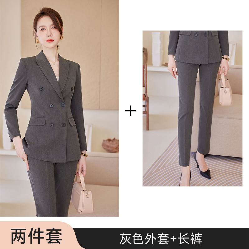 Picture of High-end Suit Jacket Women's Spring and Autumn Clothes Korean Temperament Business Wear Interview Dress Work Clothes Gray Suit suit