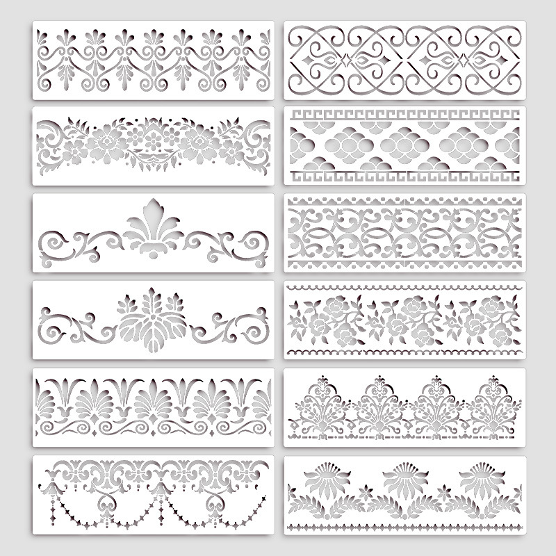 Picture of Cross-border Retro Pattern Painting Hollow-out Template Cake Edge Embossing Die DIY Lace Decoration Spray Paint Rubbing Die