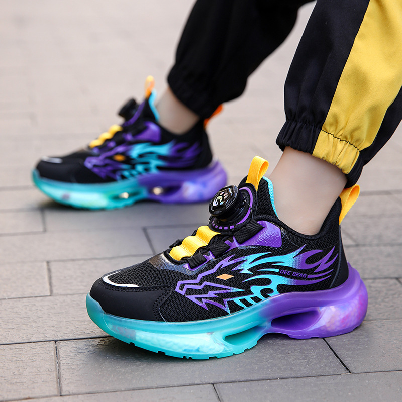 Children's shoes 2024 new button shoes children's sneaker big boys soft bottom thick bottom non-slip breathable automatic