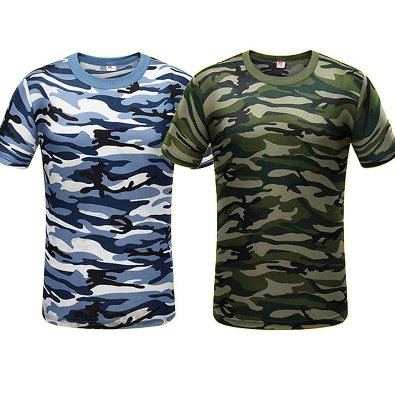Wholesale Camouflage T-shirt Summer Short-sleeved Physical Fitness Clothing Student Military Training Clothing Thin Breathable Quick-drying Round Neck Mesh T-shirt