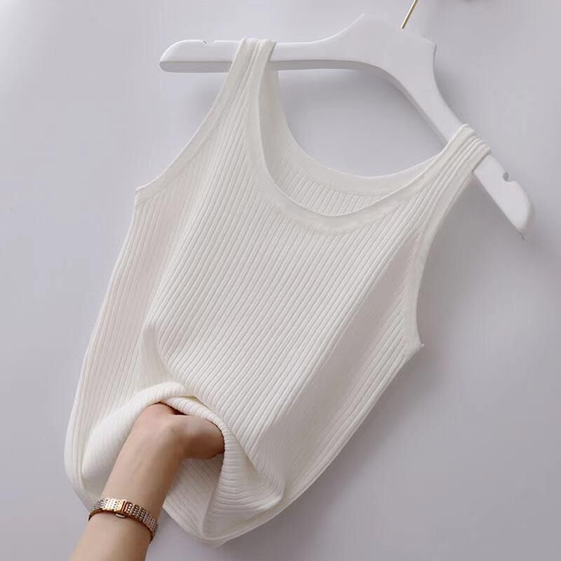Picture of I-shaped Camisole Women's Summer Outer Wear Inner Wear Thin Base White Short Sleeveless T-shirt Beauty Back Top