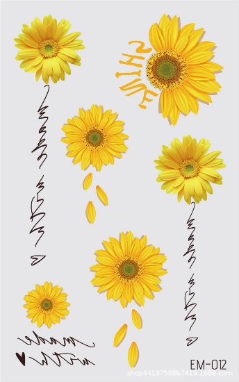 Picture of New Waterproof Sweat-proof Flower Tattoo Sticker Small Fresh Daisy Women's Face Arm Temporary Tattoo Sticker