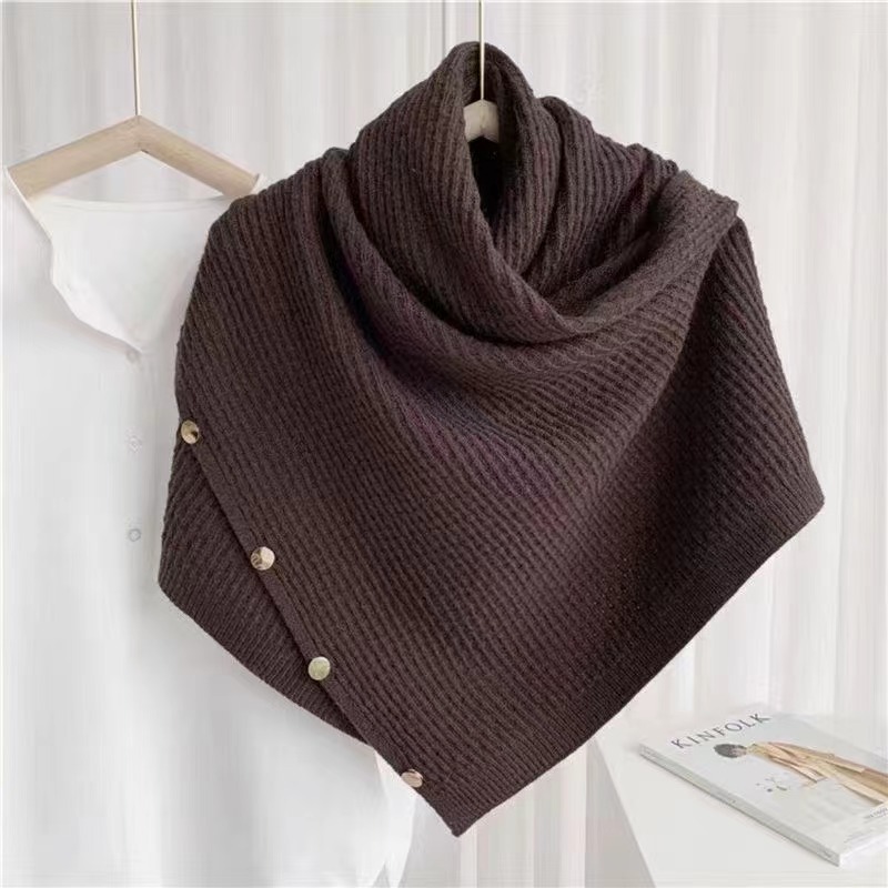 Picture of Autumn and winter knitted cape shoulder waistcoat scarf women's versatile multi-functional fashion warm metal buckle