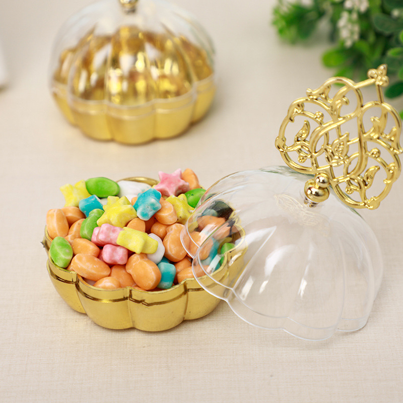 Picture of Golden censer shaped candy box pumpkin shaped plastic box candy party creative packaging box American plastic snack cup