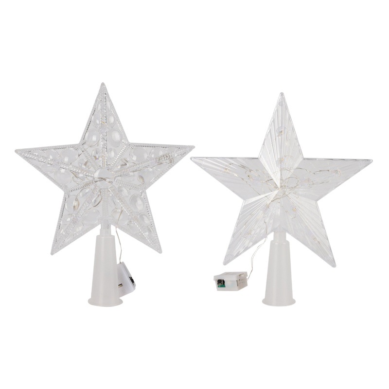 Christmas New Arrival Light Tree Top Star Christmas Transparent Luminous Five-pointed Star Christmas Tree Decoration Supplies Cross-border Exclusive