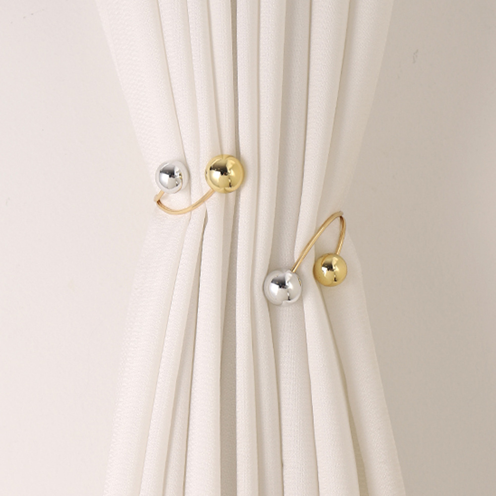Simple light luxury curtain strap red beads metal four pearls adjustable curtain buckle non-perforated curtain clip wholesale
