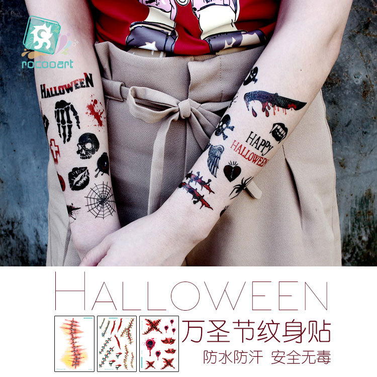 Ricka Dragon Waterproof Tattoo Sticker Halloween Horror Tattoo Sticker Spooky Scar Personality Tattoo Sticker Wholesale