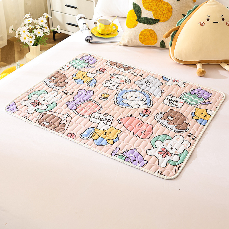Picture of Comfortable Breathable Korean-style Cartoon Diaphragm Pad for Student Dormitory Anti-side Leakage Auntie Mat for Bedridden Elderly Non-slip Bed Mat
