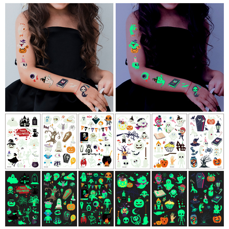 Picture of Children's Cartoon Luminous Tattoo Sticker Halloween Carnival Party Bar Prom Atmosphere Luminous Temporary Tattoo Sticker