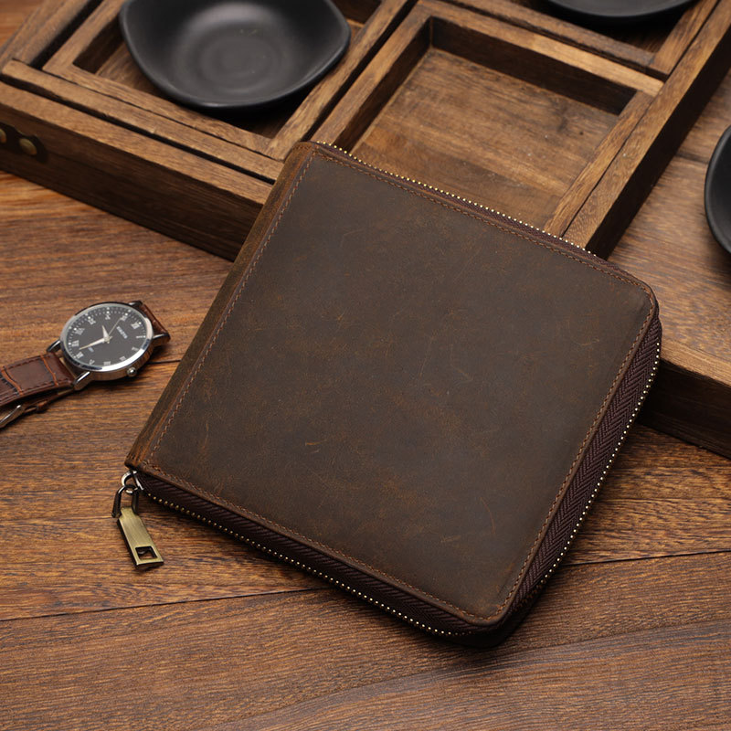 New Retro Crazy Horse Leather Watch Box Four Pack Home Outdoor Travel Zipper Watch Storage Box Dropshipping