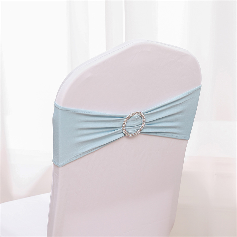 Picture of Backrest Flower Stretch Chair Cover Bow Banquet Decoration Free Wedding Ribbon Wedding Hotel Ribbon Stool Strap