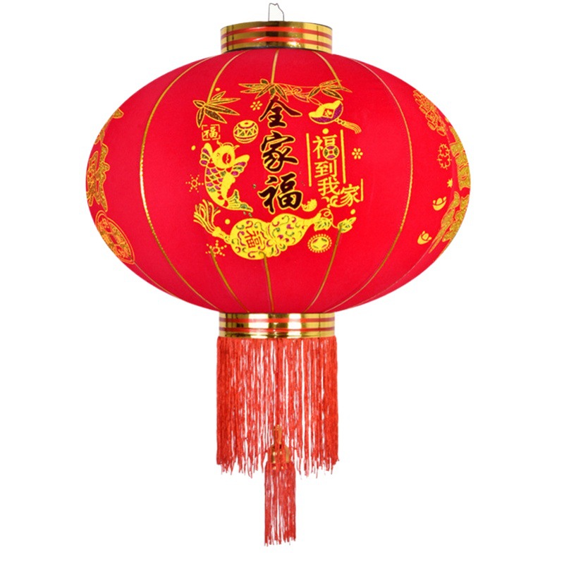 Big Red Lanterns on the Door Flocked Lanterns Spring Festival New Year Decoration Festive Blessing Velvet Lanterns Waterproof New Year Lanterns