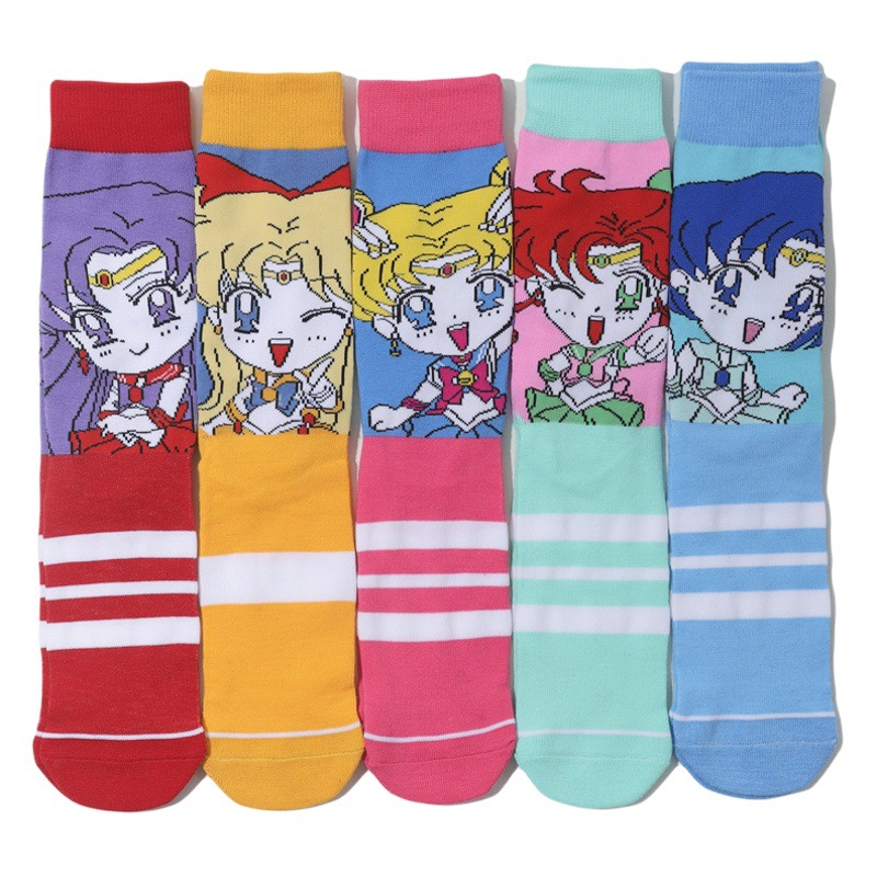 Women's casual ins socks manufacturers cotton tube no less girl warrior cartoon day man ladies foreign trade wholesale socks