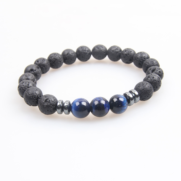 Picture of Zhou Lianfa Tiger Eye Bracelet Men's 8MM Beads suit Elastic Adjustable Black Crystal Beads Suitable for Ladies Ceremony