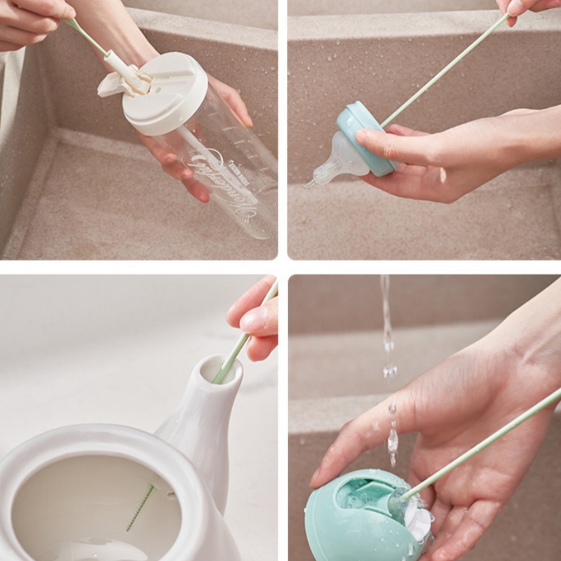 Picture of Japanese Household Long Handle Straw Brush Baby Bottle Straw Cleaning Brush Long Brush Bendable Thin Tube Cleaning Brush