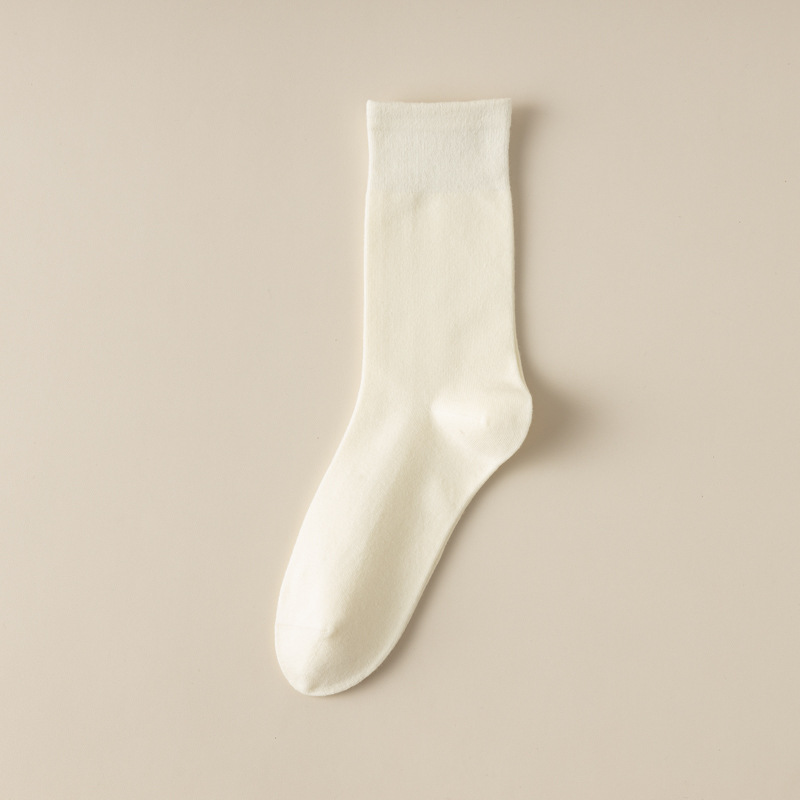 Picture of Socks Women's Mid-Calf Ins Trendy Versatile Confinement Socks Pure Color Autumn and Winter Retro Style Pile Socks White Socks Long Socks