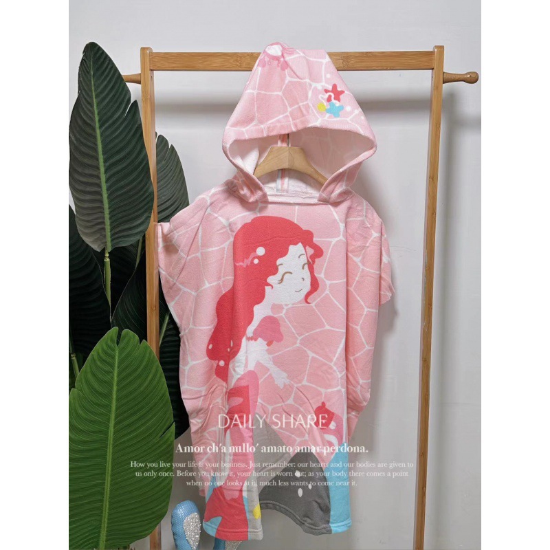 Picture of Children's Bath Towel Hooded Poncho Bathrobe Super Soft Wearable Baby Absorbent Towel for Boys and Girls Swimming
