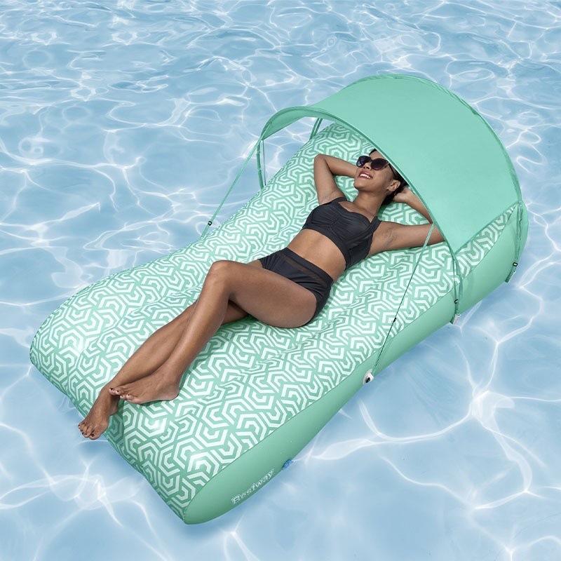 Picture of Water Inflatable Floating Row Floating Bed Queen Adult Pool Leisure Chair Floating Cushion with Backrest and Cup Holder