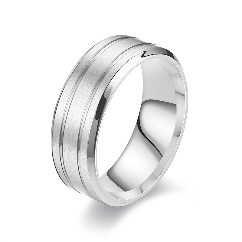 European and American Cross-Border New Products Titanium Steel Frosted Ring Men's Fashion Plain Ring Couple Ring Ring Korean Style Popular Hand Jewelry