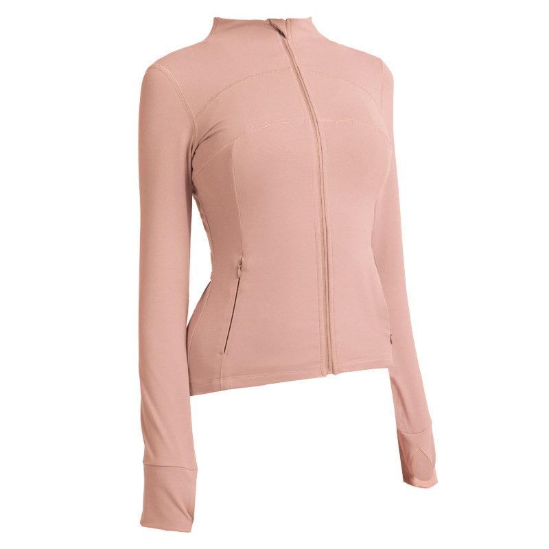 Picture of Cross-border spring and autumn slim fit sports long sleeve women's casual thick pocket yoga coat quick-drying zipper yoga clothing wholesale
